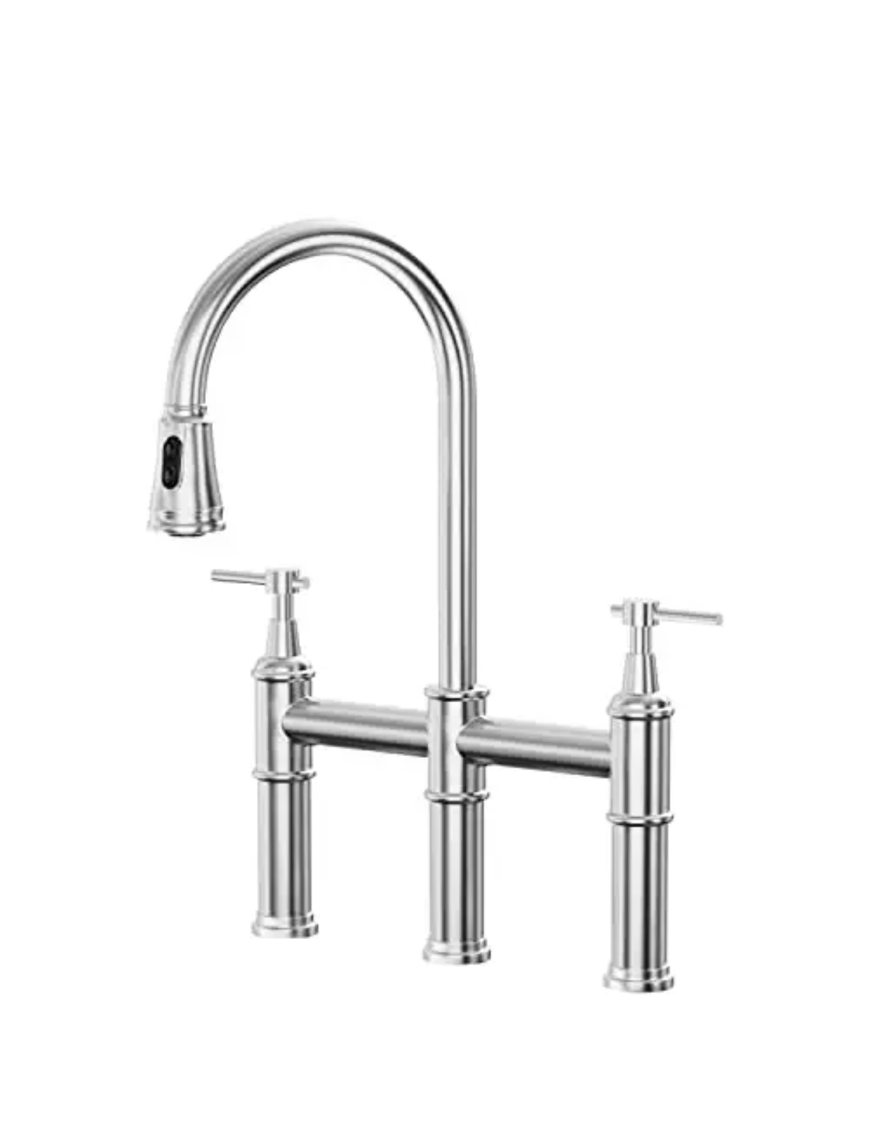 Two-Handle Kitchen Faucet Pull-Out Three Functions Chrome Finish