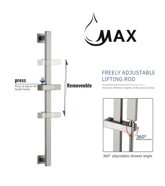 Square Single-Setting Slide Bar Brushed Nickel