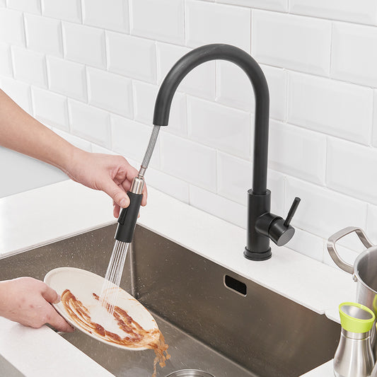 Smart Touch Kitchen Faucet Single Handle Pull-Out Matte Black Finish