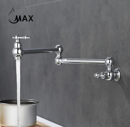 Pot Filler Faucet Double Handle Traditional Wall Mounted With Accessories 22" Chrome Finish