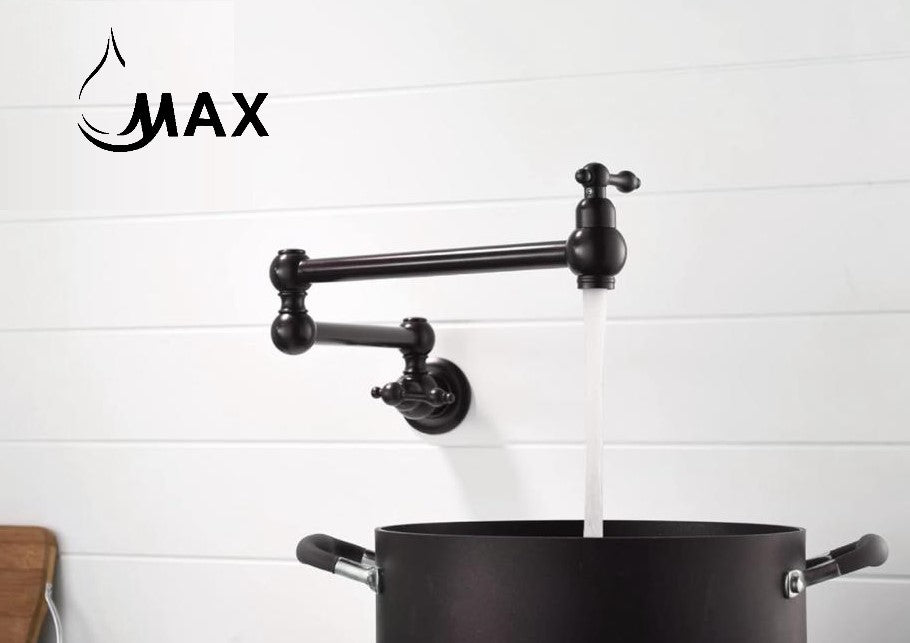 Pot Filler Faucet Double Handle Traditional Wall Mounted With Accessories 22 Inches Oil Rubbed Bronze Finish