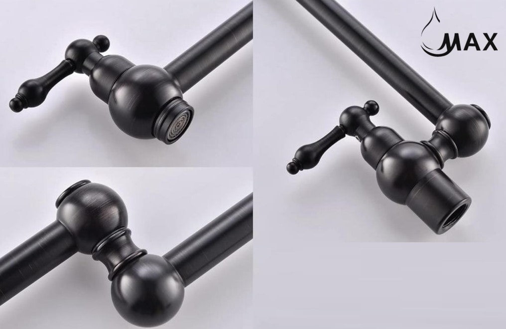 Pot Filler Faucet Double Handle Traditional Wall Mounted With Accessories 22 Inches Oil Rubbed Bronze Finish