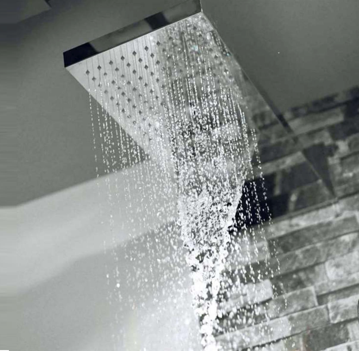 Thermostatic Shower System Set – Waterfall & Rainfall Showerhead, Three Functions with Pressure Balance Valve (Chrome) | MAX Faucets