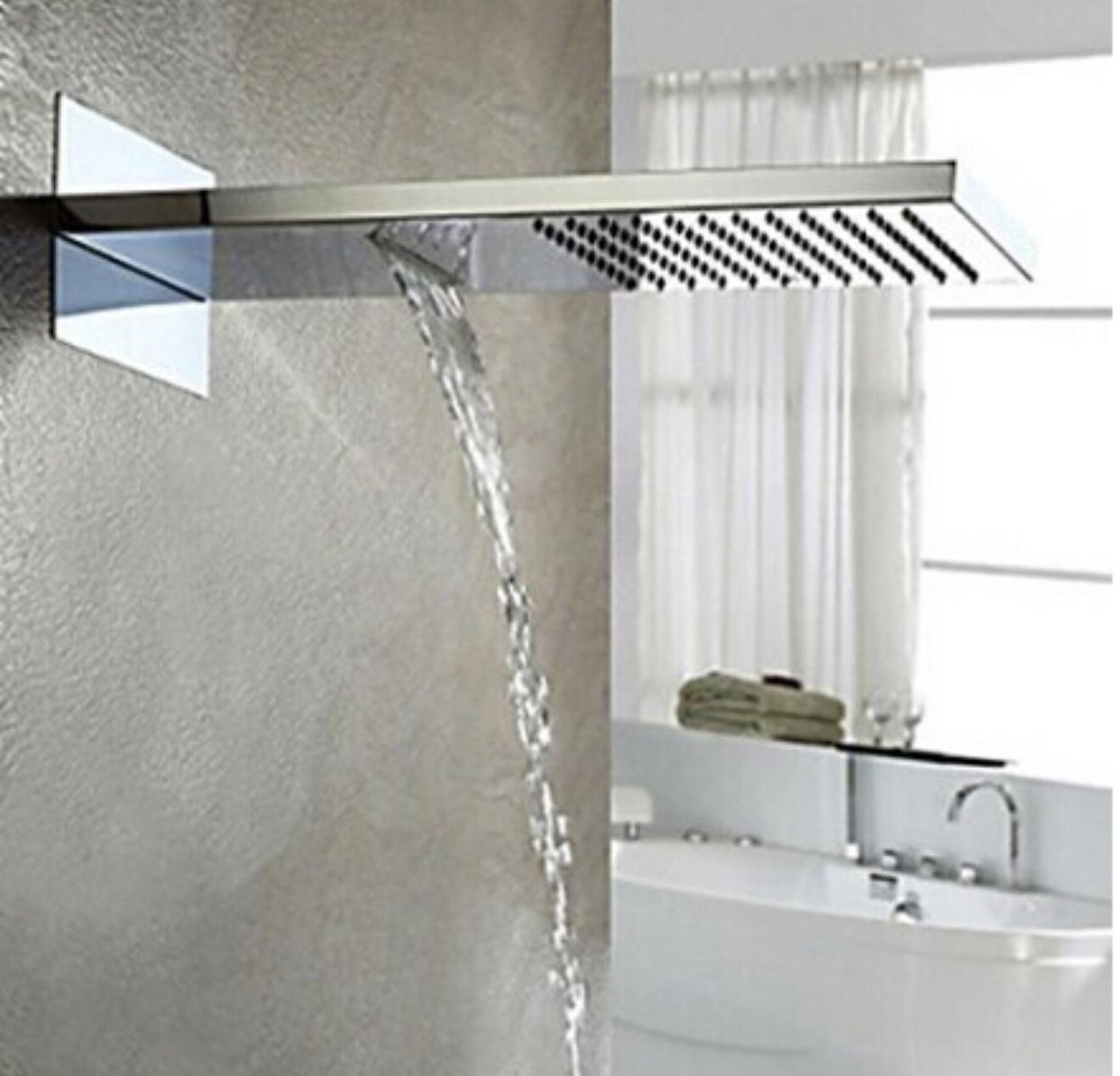 22 inch waterfall and rainfall shower head in polished chrome finish