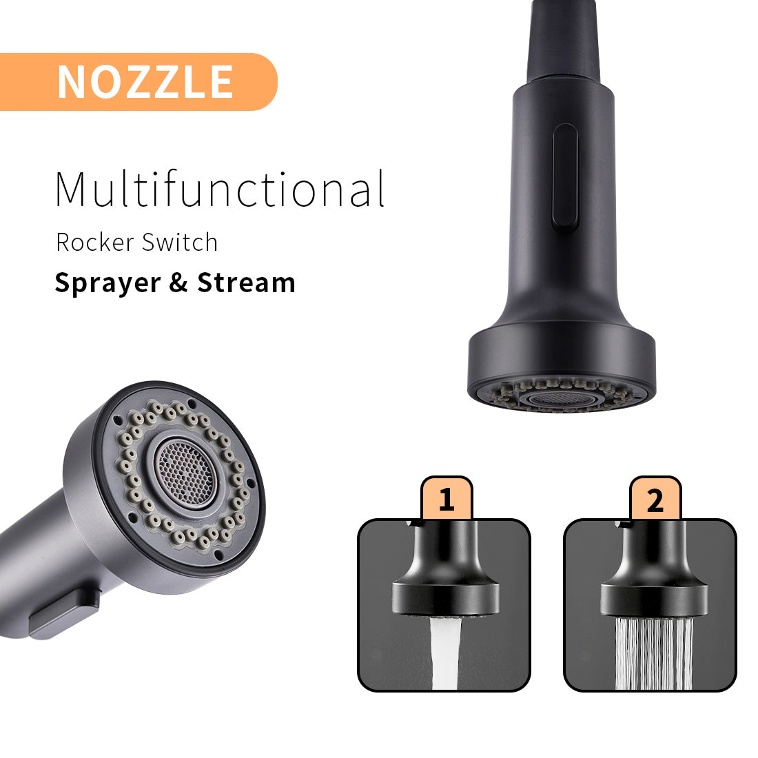 MAX Faucets | Pull-Down Spiral Flexible Kitchen Faucet – 16.5" Matte Black Finish