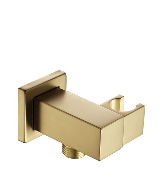 Square Outlet Elbow Shower Wall Mounted with Adjustable Handheld Shower Head Holder Brushed Gold finish