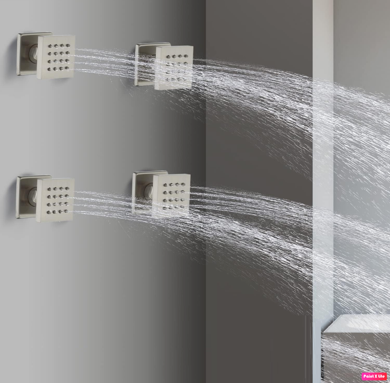 Thermostatic Shower System Three Function Handheld With 4 Body Jets and Valve Brushed Nickel Finish