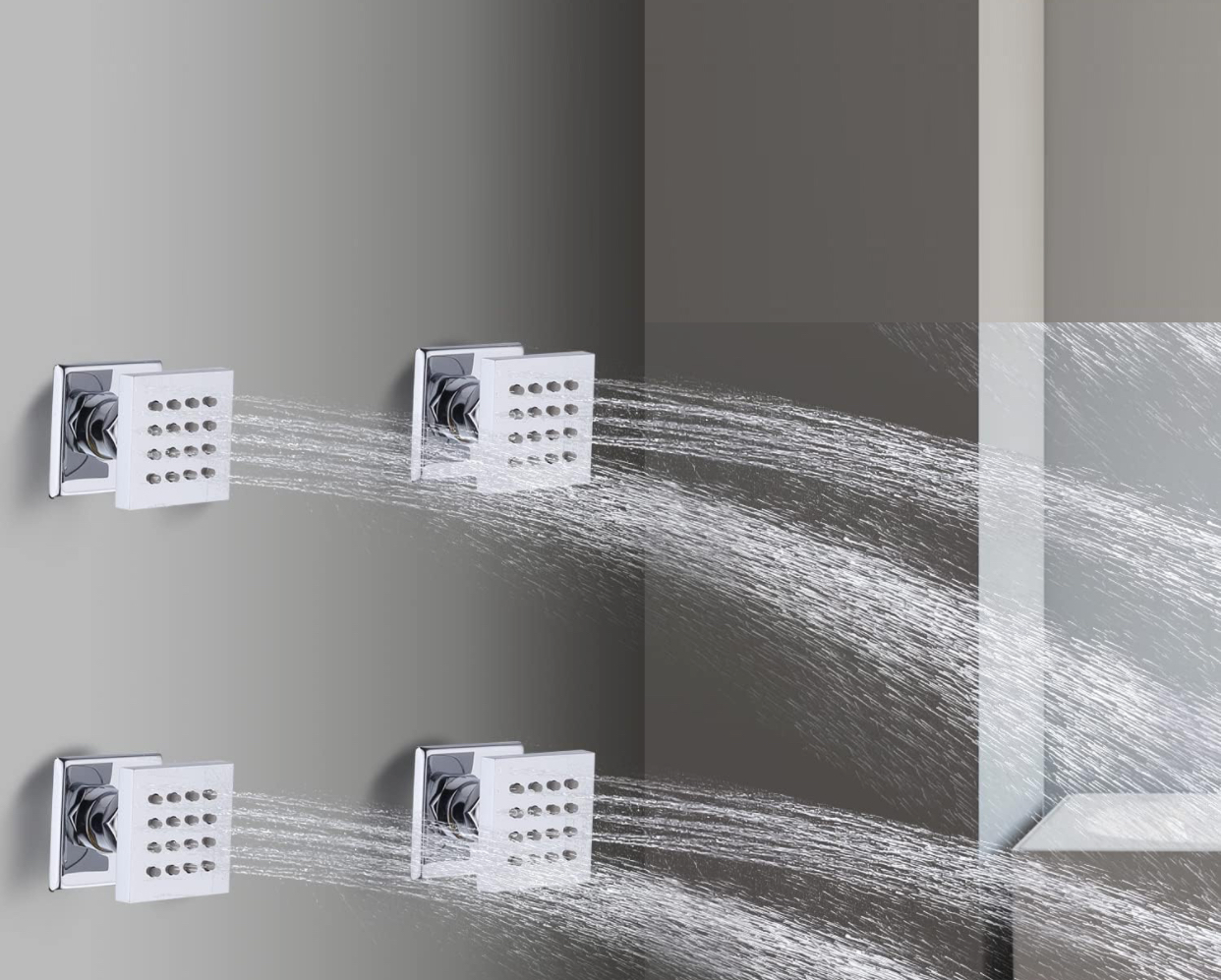 Ceiling Shower System Set Two Function With 4 Body Jets Chrome Finish