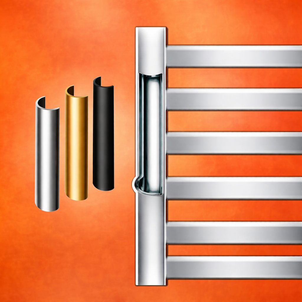 Side view of polished chrome 6-bar wall-mounted electric towel warmer rack showing slim modern design