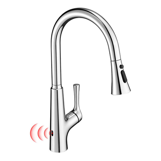 Smart Touchless Kitchen Faucet Single Handle Pull-Out 18" Sleekly Classic Chrome Finish