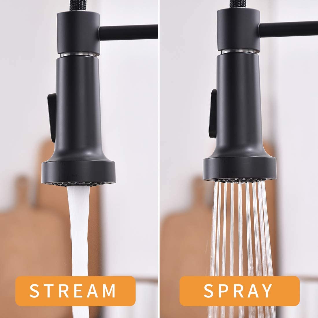 Touchless Kitchen Faucet with Pull-Out Sprayer – 19.5” High Arc Spring Spout, Matte Black Finish