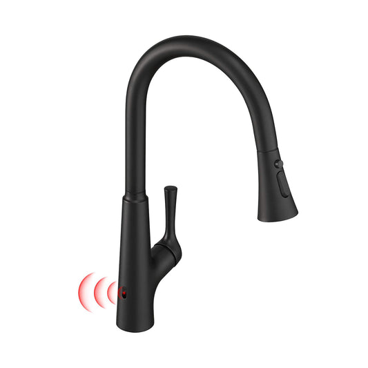 Smart Touchless Kitchen Faucet Single Handle Pull-Out 18" Sleekly Classic Matte Black Finish