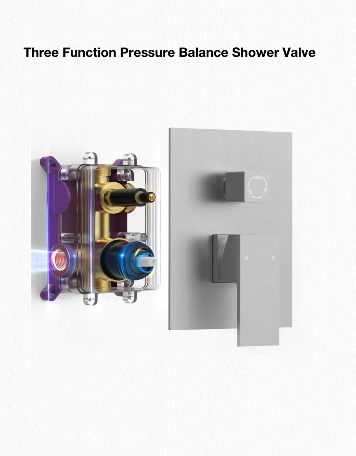 Three Function Pressure Balance Shower Valve Brushed Nickel
