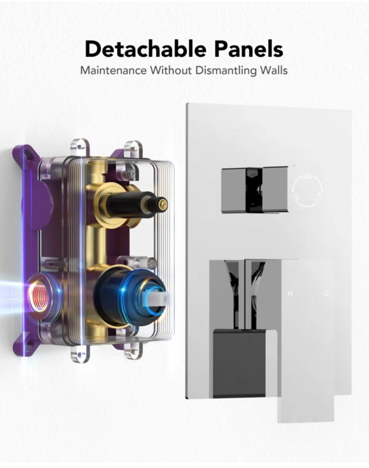 Three Function Pressure Balance Shower Valve Chrome Finish