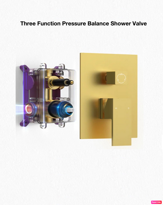 Three Function Pressure Balance Shower Valve  Brushed Gold