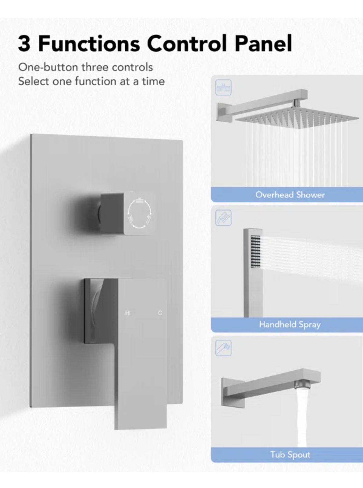 Three Function Pressure Balance Shower Valve Brushed Nickel