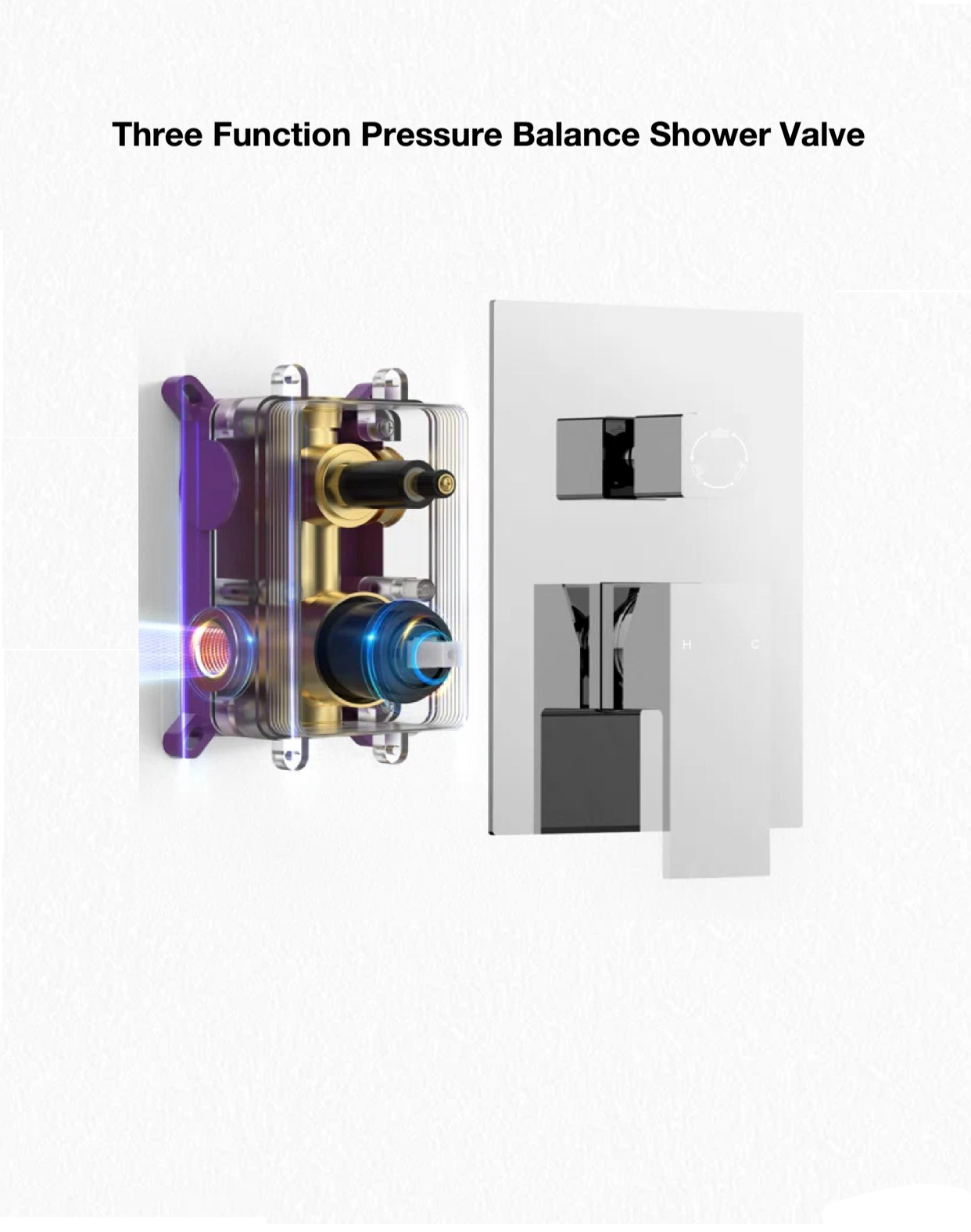Three Function Pressure Balance Shower Valve Chrome Finish