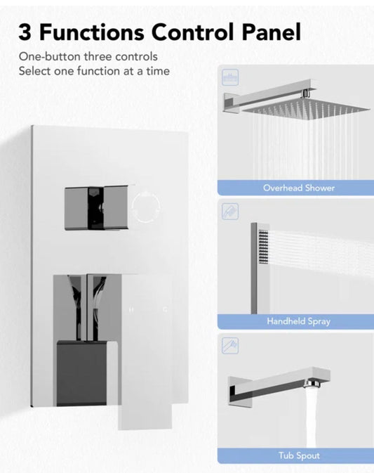 Three Function Pressure Balance Shower Valve Chrome Finish