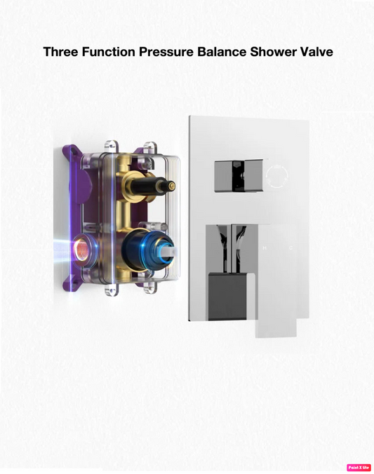 Three Function Pressure Balance Shower Valve Chrome Finish