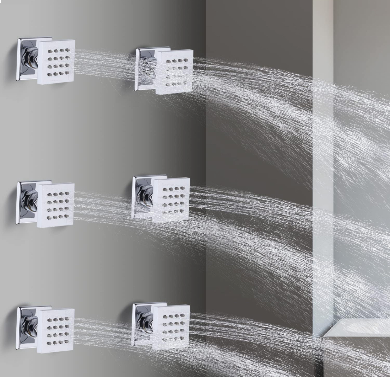 Ceiling Shower System Set Two Function With 6 Body Jets Chrome Finish