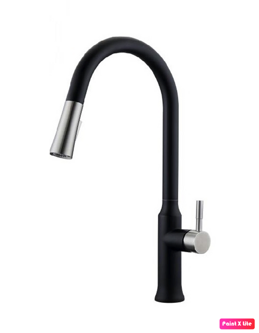 Pull-Out Kitchen Faucet High-Arc Single Handle 19.5" Matte Black,Brushed Nickel Finish