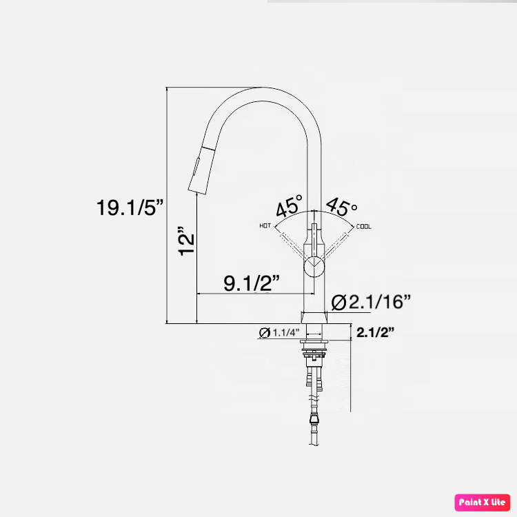 MAX Faucets | 19.5" High-Arc Pull-Out Kitchen Faucet – Single Handle, Brushed Nickel Finish