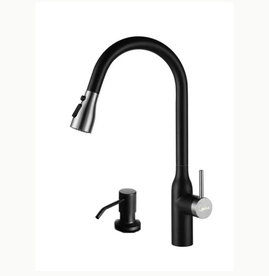 High Arc Kitchen Faucet Single Handle Pull-Out 18" With Soap Dispenser