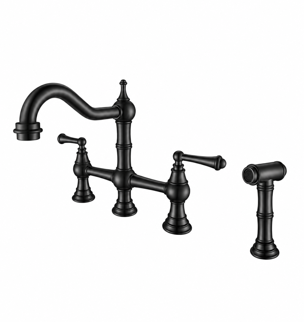 Two-Handle Kitchen Faucet with Spray Pull-Out Shiny Gold