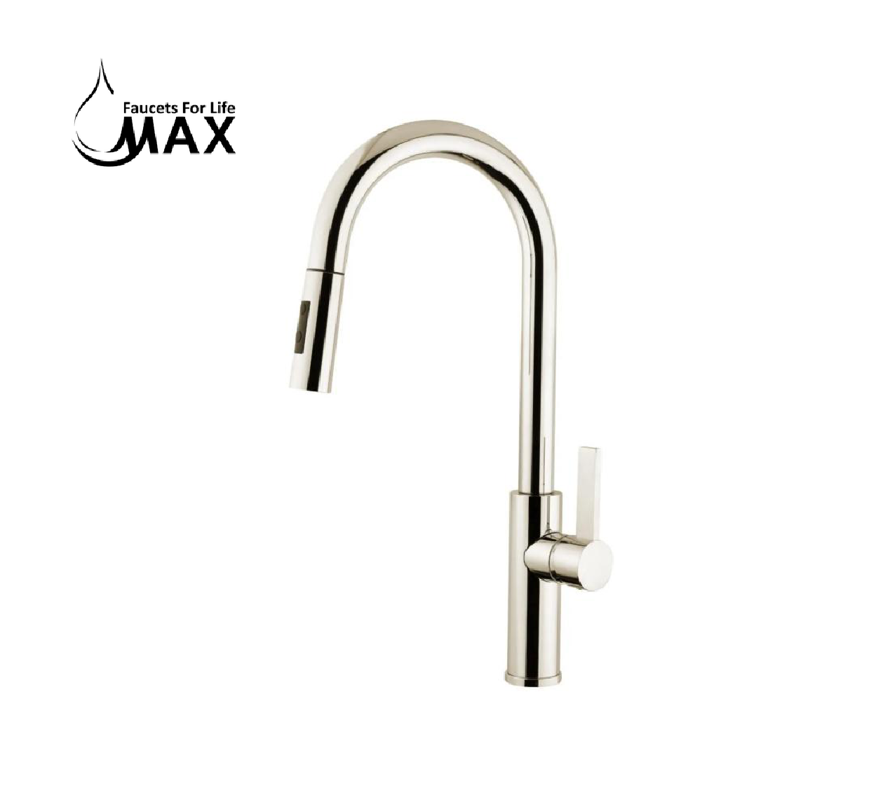 Pull-Out Kitchen Faucet – Single Handle, Brushed Nickel, 18” High-Arc