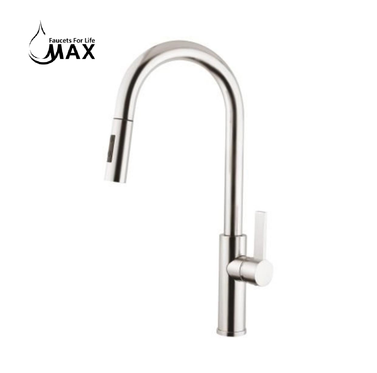 Pull-Out Kitchen Faucet – Single Handle, Brushed Nickel, 18” High-Arc