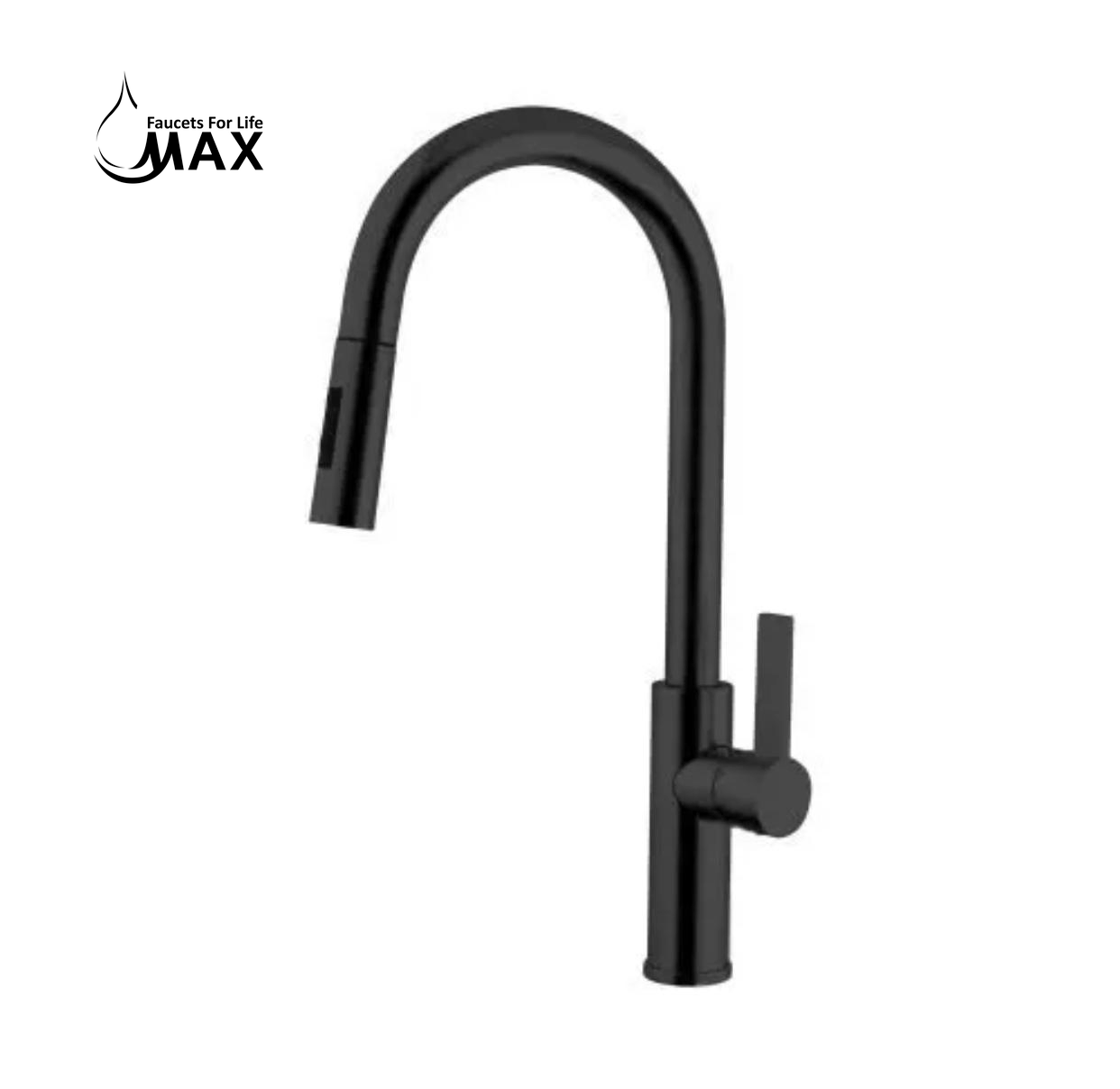 Pull-Out Kitchen Faucet – Single Handle, Matte Black, 18” High-Arc