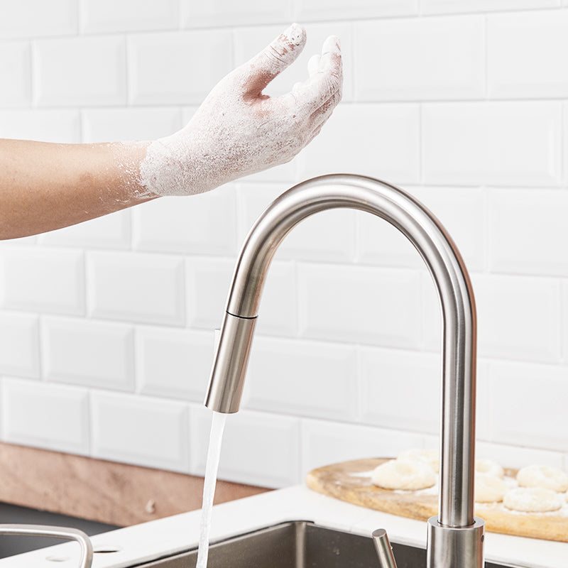 Smart Touch Kitchen Faucet 16" Single Handle Pull-Out – Brushed Nickel Finish | MAX Faucets