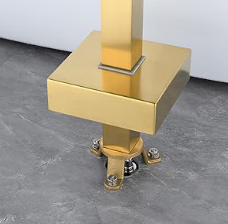 Tub Filler Waterfall Faucet Single Handle Floor Mount With Rough-In And Handheld Brushed gold