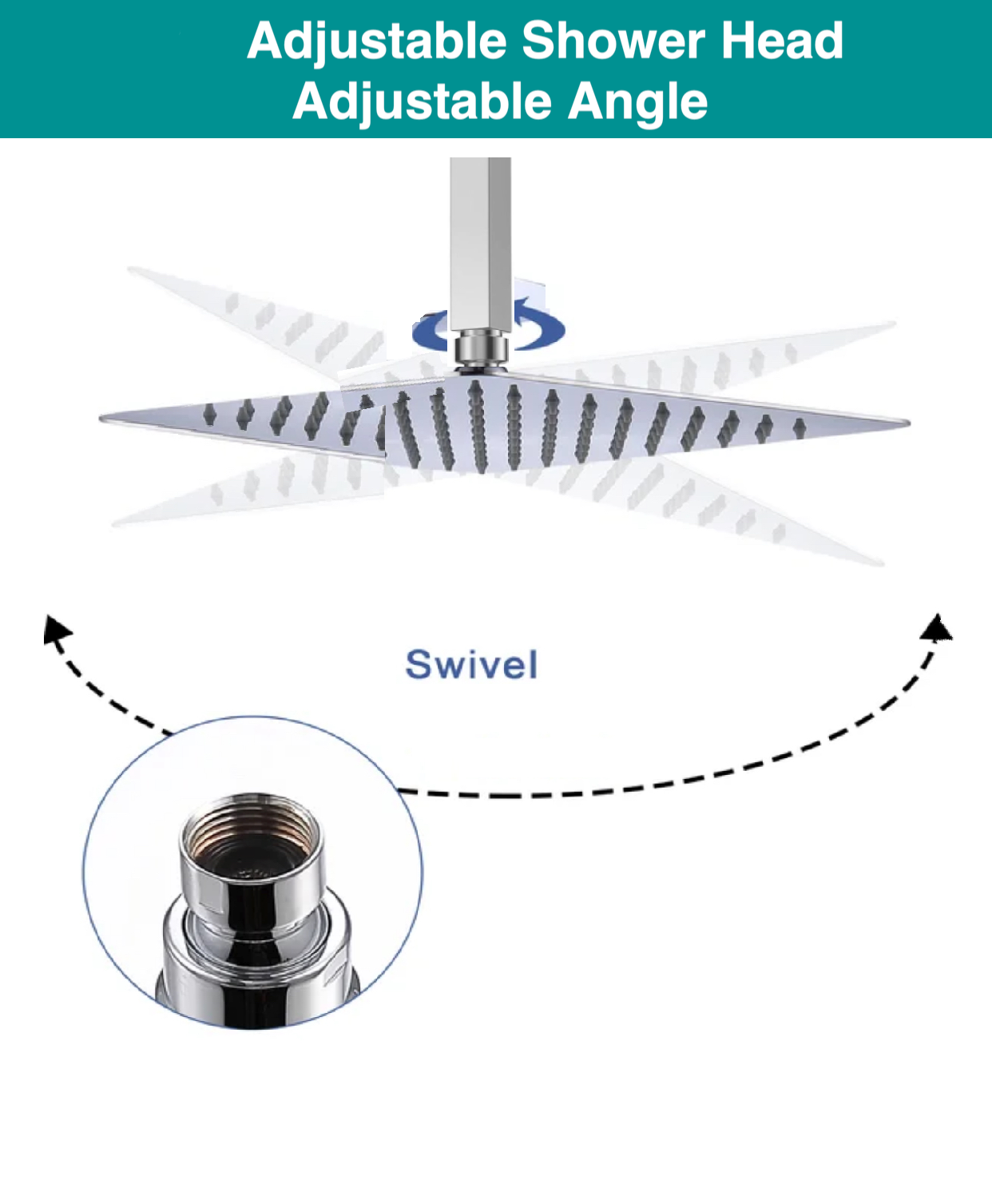 Adjustable shower head cheome finish