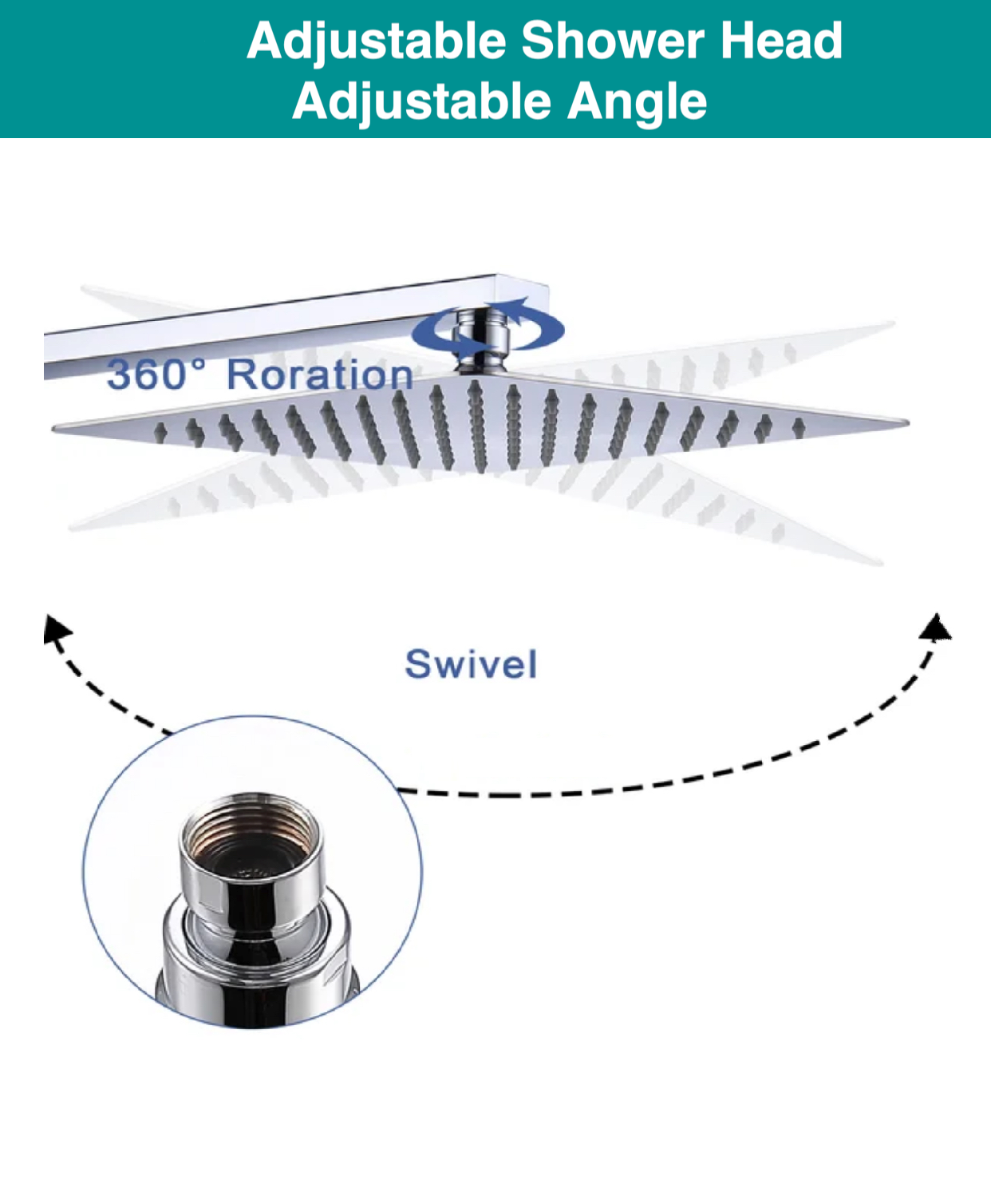 Adjustable shower head chrome finish 