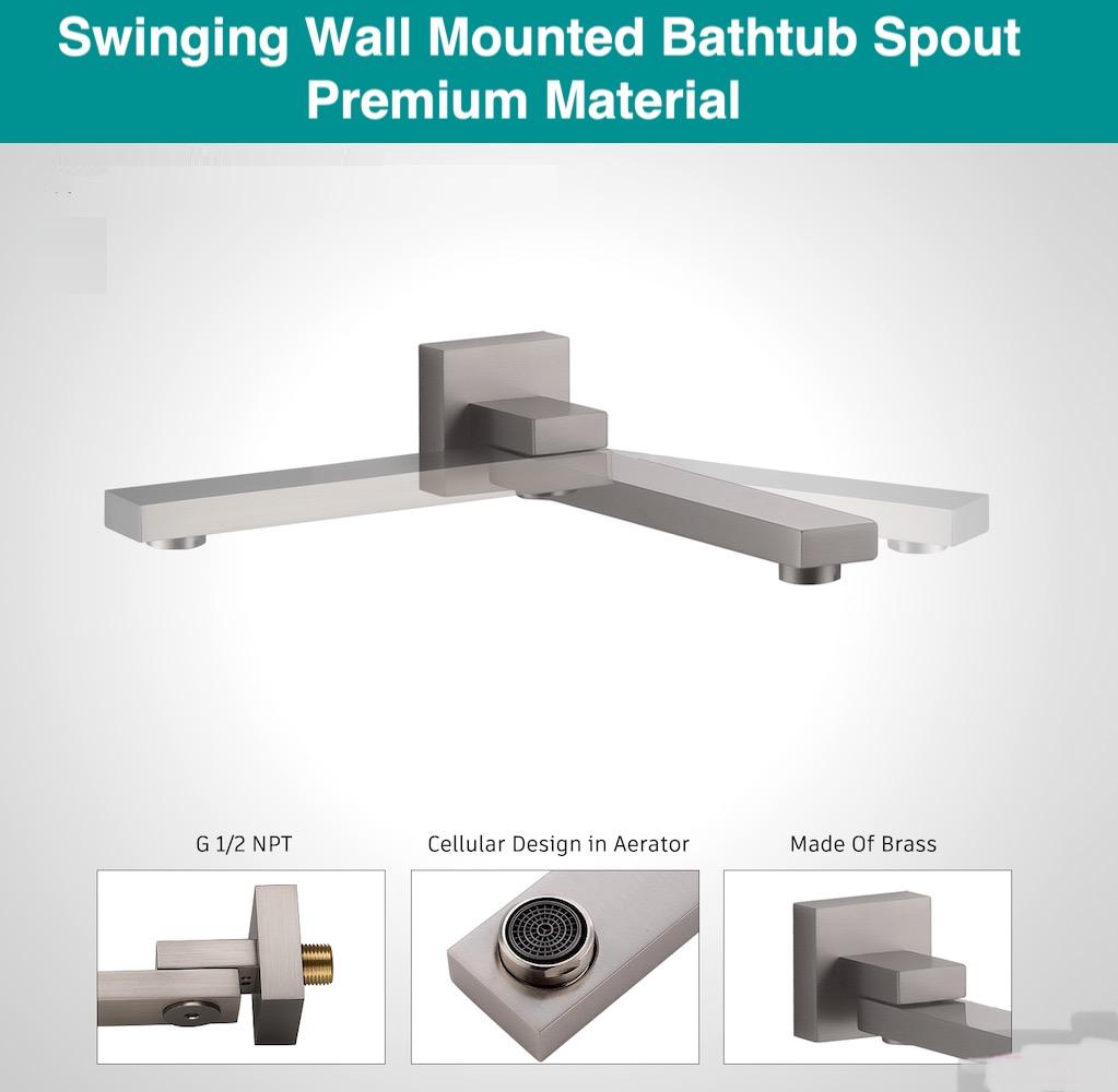 Tub-Filler Thermostatic Shower System Two Functions With Pressure-Balance Valve Brushed Nickel Finish