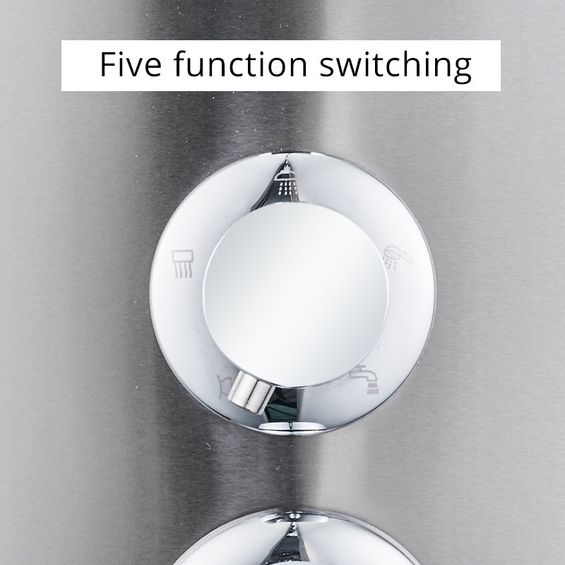 MAX Faucets | Rainfall Shower Panel System with 2 Massage Jets, Handheld, and Spout – Chrome Finish