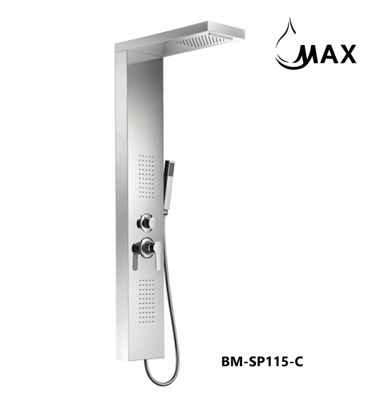 Waterfall Shower Panel System 4 Functions with 2 Body Jets and Handheld Chrome Finish