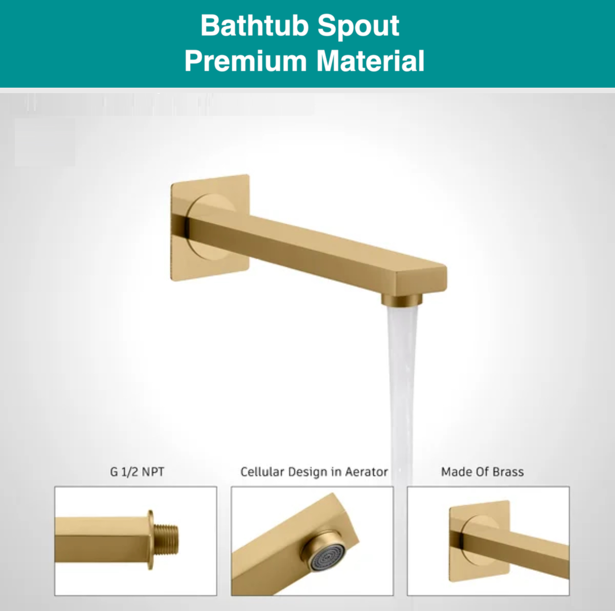 Bathtb spout premium material brushed gold finish 