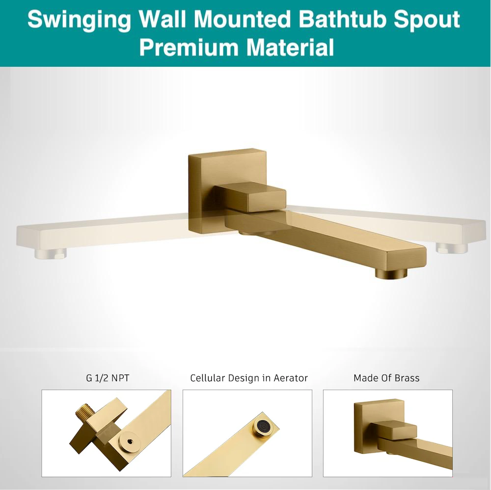 MAX Faucets Ceiling Shower System Set - Four-Way with Pressure Balance Valve & 4 Body Jets Massage (Brushed Gold)