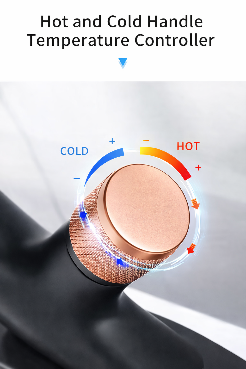 MAX Faucets® Side Knob Waterfall Bathroom Faucet – Matte Black with Rose Gold Accent