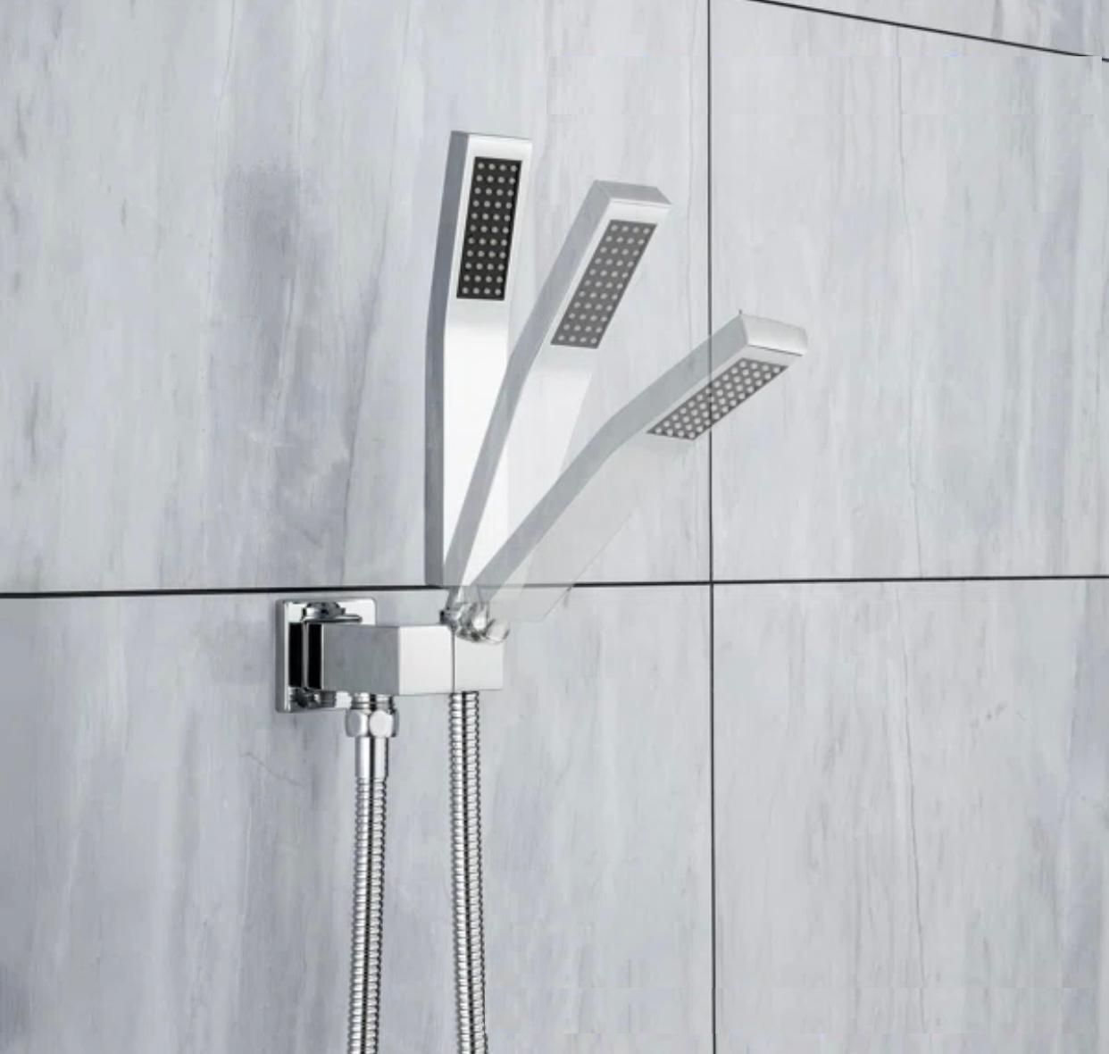Thermostatic Shower System Set Three Functions With Push Buttons And Pressure Balance Valve Chrome Finish