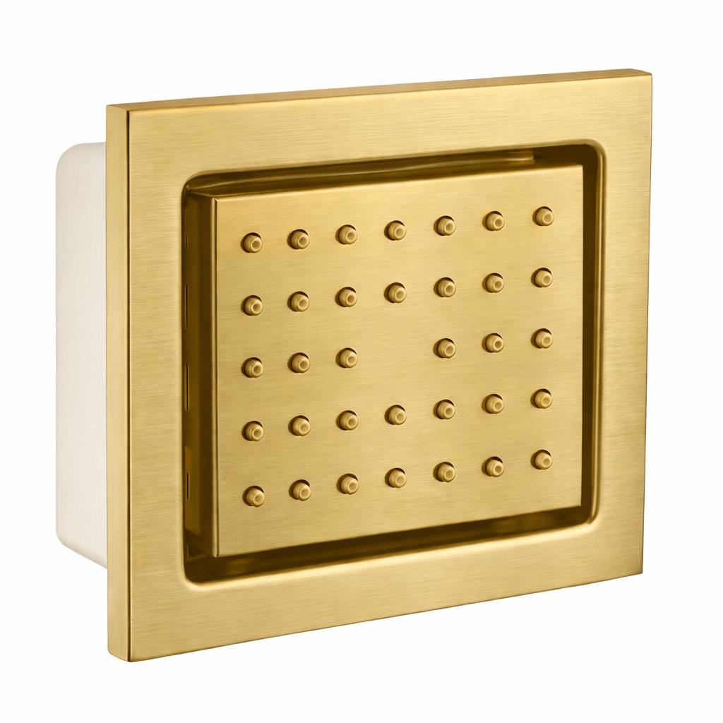 Concealed Rainfall Shower Body Jet Massage with Movable Off Position – Brushed Gold Finish | MAX Faucets