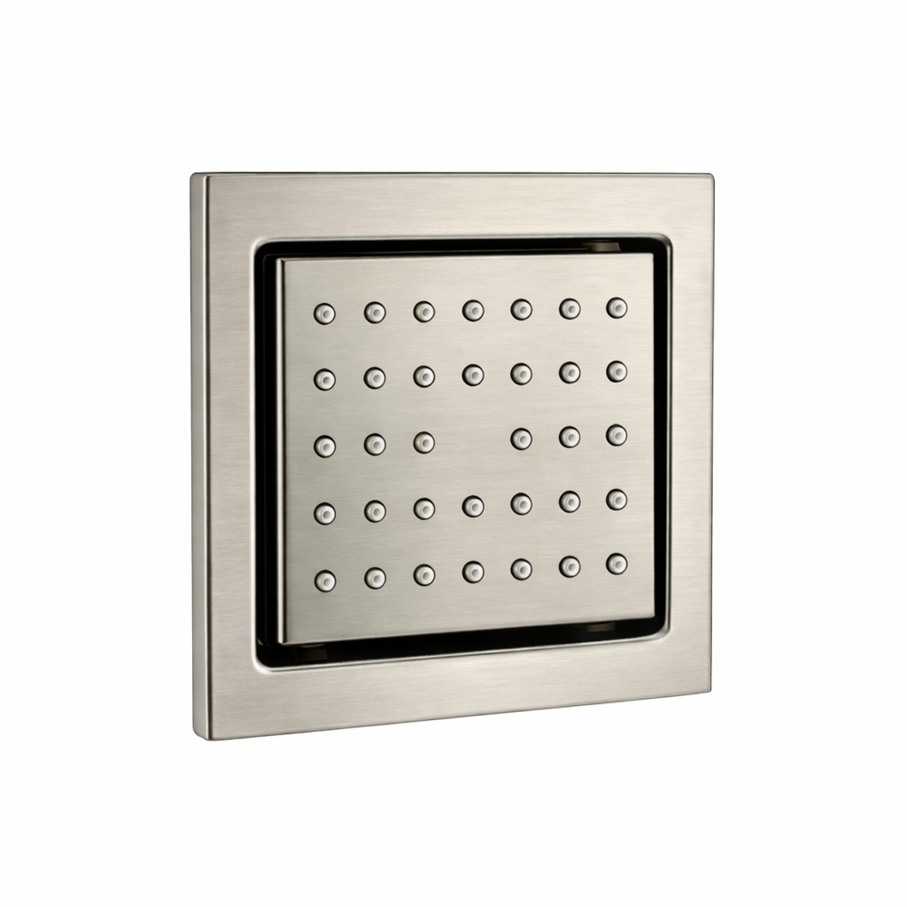 Concealed Rainfall Shower Body Jet Massage with Movable Off Position – Brushed Nickel Finish | MAX Faucets