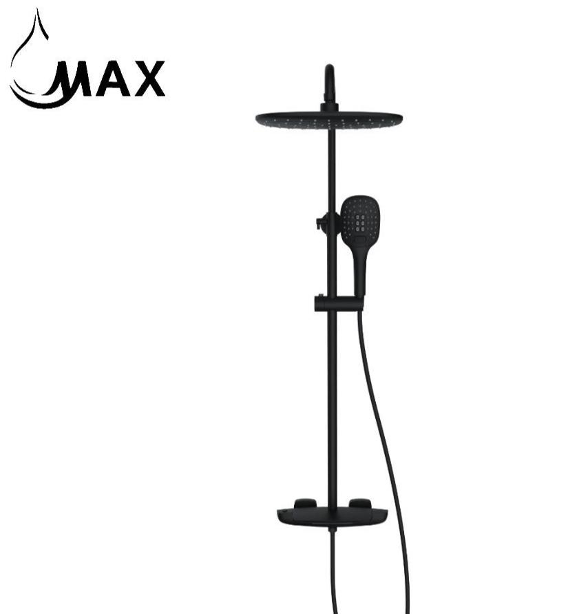 Matte Black Thermostatic Shower System with Waterfall Tub Spout – 3 Function Rain Shower Set for Shower or Bathtub | MAX Faucets