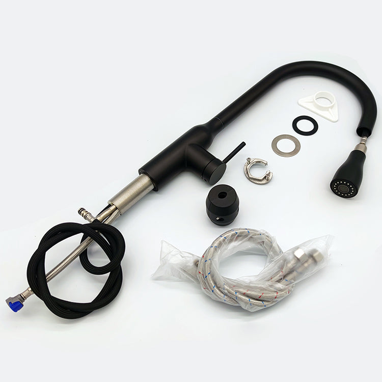 MAX Faucets | 18" High-Arc Pull-Out Kitchen Faucet – Single Handle, Matte Black Finish