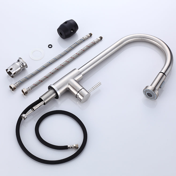 Pull-Out Single Handle Kitchen Faucet 16" Brushed Nickel Finish – MAX Faucet