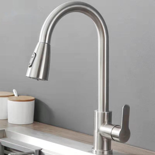 Pull-Out Kitchen Faucet Single Handle 16" Brushed Nickel Finish