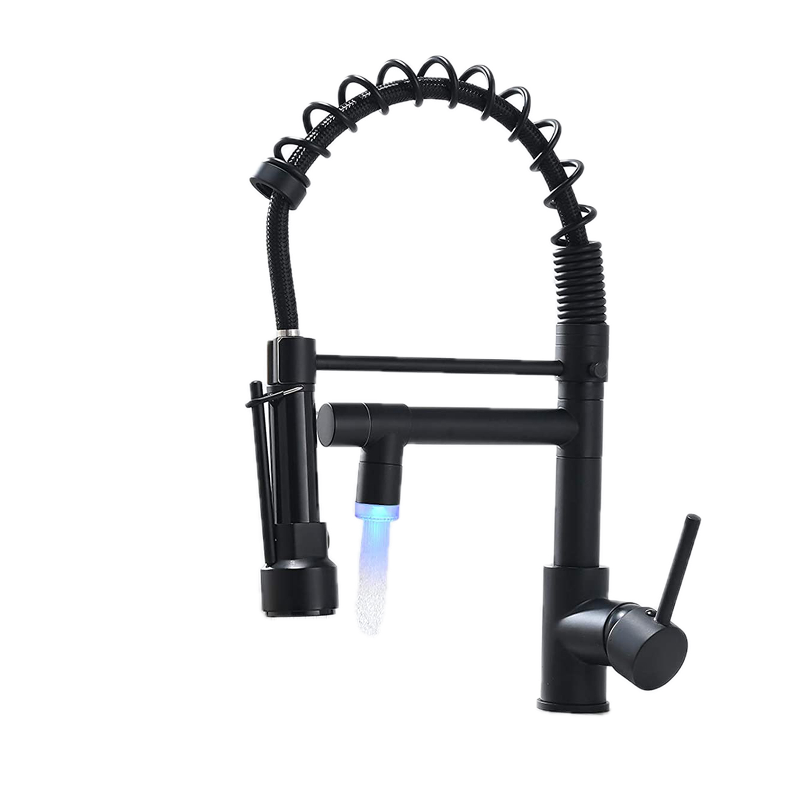 MAX Faucets | Pre-Rinse Chef Style Kitchen Faucet Hands-Free Pull-Down Flexible with Separate Pot Filler Spout and LED Light – 19" Matte Black Finish