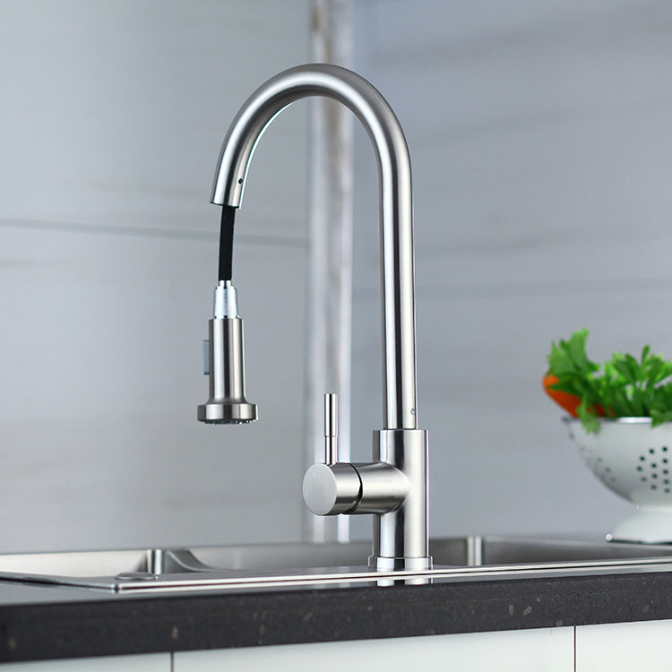 Pull-Out Single Handle Kitchen Faucet 16" Brushed Nickel Finish – MAX Faucet